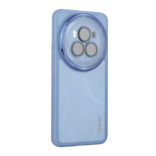 Pour Honor Magic6 ENKAY Hat-Prince Coque de Téléphone en TPU Mat Translucide avec Film de Lentille (Bleu)