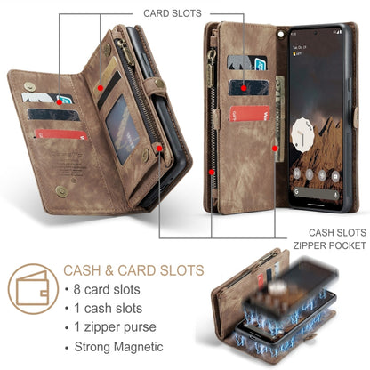 For Google Pixel 9 / 9 Pro CaseMe 008 Detachable Multifunctional Leather Phone Case(Brown)