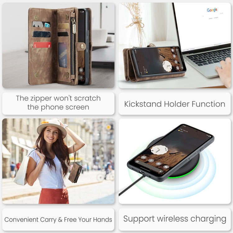 For Google Pixel 9 Pro XL CaseMe 008 Detachable Multifunctional Leather Phone Case(Brown)
