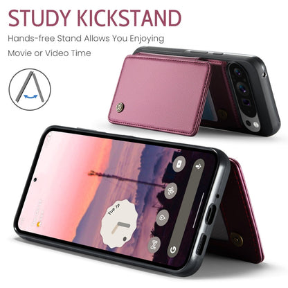 Pour Google Pixel 9 Pro XL Étui CaseMe C22 avec fentes pour cartes et support, étui de téléphone anti-vol RFID (Vin)