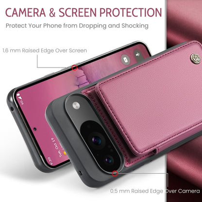 For Google Pixel 9 / 9 Pro CaseMe C22 Card Slots Holder RFID Anti-theft Phone Case(Wine)
