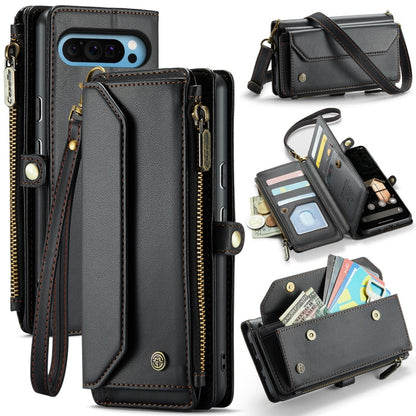 For Google Pixel 9 Pro XL / 10 Pro XL CaseMe C36 Card Slots Zipper Wallet RFID Anti-theft Leather Phone Case(Black)