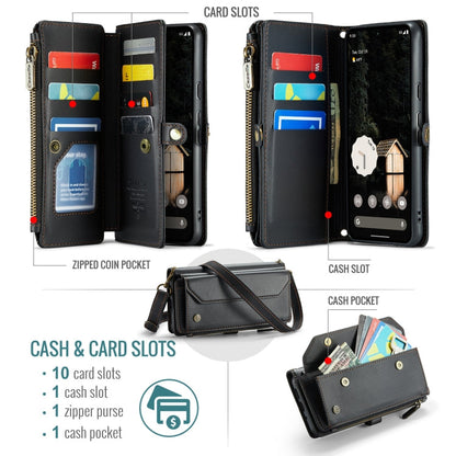 For Google Pixel 9 Pro XL / 10 Pro XL CaseMe C36 Card Slots Zipper Wallet RFID Anti-theft Leather Phone Case(Black)