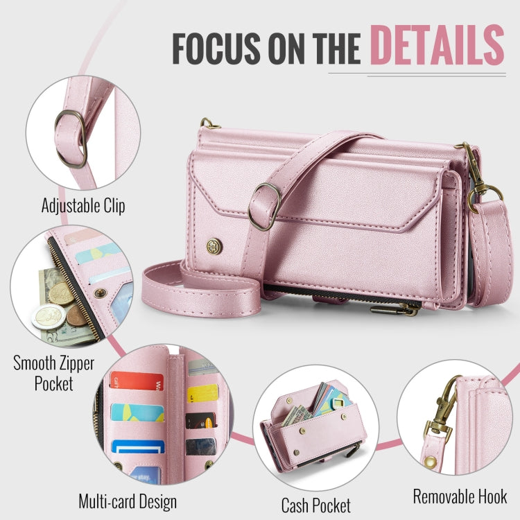 For Google Pixel 9 Pro XL / 10 Pro XL CaseMe C36 Card Slots Zipper Wallet RFID Anti-theft Leather Phone Case(Pink)