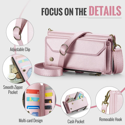 For Google Pixel 9 Pro XL / 10 Pro XL CaseMe C36 Card Slots Zipper Wallet RFID Anti-theft Leather Phone Case(Pink)
