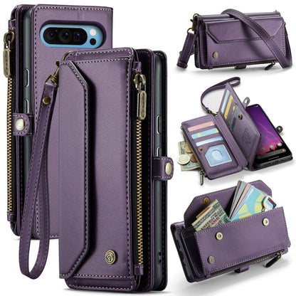 For Google Pixel 9 Pro XL / 10 Pro XL CaseMe C36 Card Slots Zipper Wallet RFID Anti-theft Leather Phone Case(Purple)