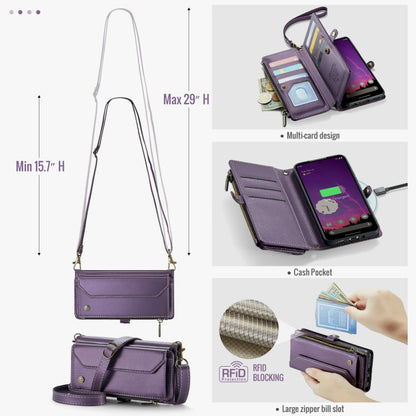 For Google Pixel 9 Pro XL / 10 Pro XL CaseMe C36 Card Slots Zipper Wallet RFID Anti-theft Leather Phone Case(Purple)