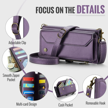 For Google Pixel 9 Pro XL / 10 Pro XL CaseMe C36 Card Slots Zipper Wallet RFID Anti-theft Leather Phone Case(Purple)
