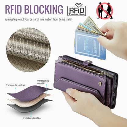 For Google Pixel 9 Pro XL / 10 Pro XL CaseMe C36 Card Slots Zipper Wallet RFID Anti-theft Leather Phone Case(Purple)