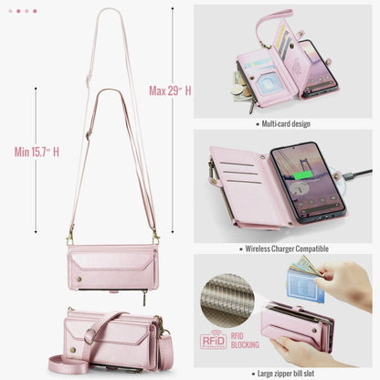 For Google  Pixel 10 / 10 Pro / 9 CaseMe C36 Card Slots Zipper Wallet RFID Anti-theft Leather Phone Case(Pink)