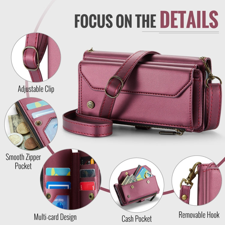 For Google  Pixel 10 / 10 Pro / 9 CaseMe C36 Card Slots Zipper Wallet RFID Anti-theft Leather Phone Case(Wine)