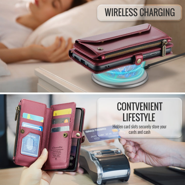 For Google  Pixel 10 / 10 Pro / 9 CaseMe C36 Card Slots Zipper Wallet RFID Anti-theft Leather Phone Case(Wine)
