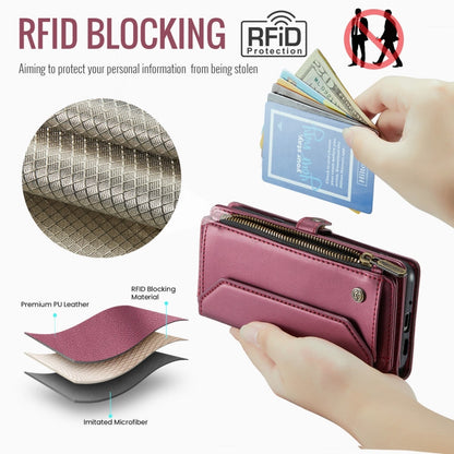 For Google  Pixel 10 / 10 Pro / 9 CaseMe C36 Card Slots Zipper Wallet RFID Anti-theft Leather Phone Case(Wine)
