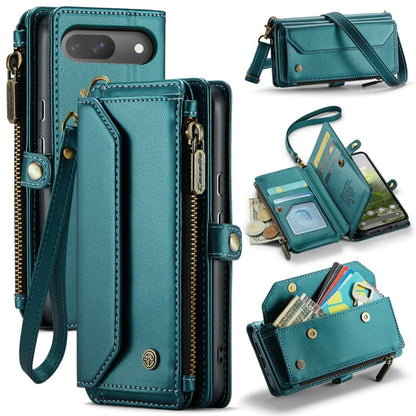 For Google  Pixel 10 / 10 Pro / 9 CaseMe C36 Card Slots Zipper Wallet RFID Anti-theft Leather Phone Case(Green)