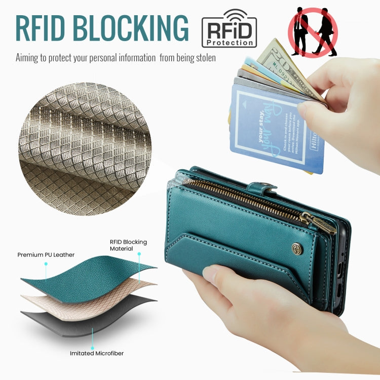 For Google  Pixel 10 / 10 Pro / 9 CaseMe C36 Card Slots Zipper Wallet RFID Anti-theft Leather Phone Case(Green)