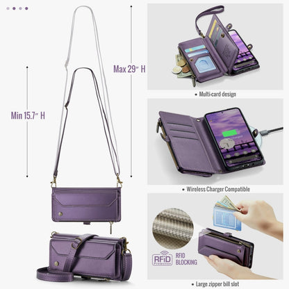 For Google  Pixel 10 / 10 Pro / 9 CaseMe C36 Card Slots Zipper Wallet RFID Anti-theft Leather Phone Case(Purple)