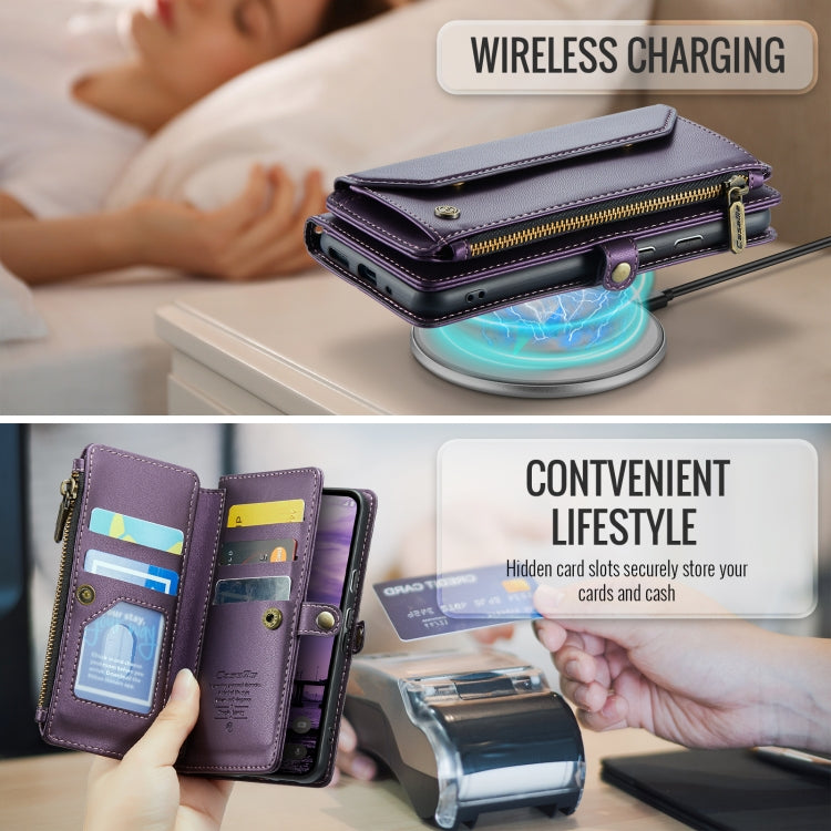 For Google  Pixel 10 / 10 Pro / 9 CaseMe C36 Card Slots Zipper Wallet RFID Anti-theft Leather Phone Case(Purple)