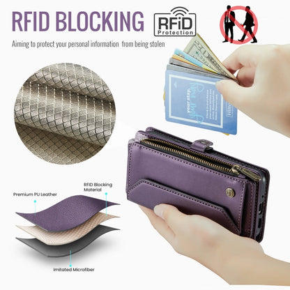 For Google  Pixel 10 / 10 Pro / 9 CaseMe C36 Card Slots Zipper Wallet RFID Anti-theft Leather Phone Case(Purple)