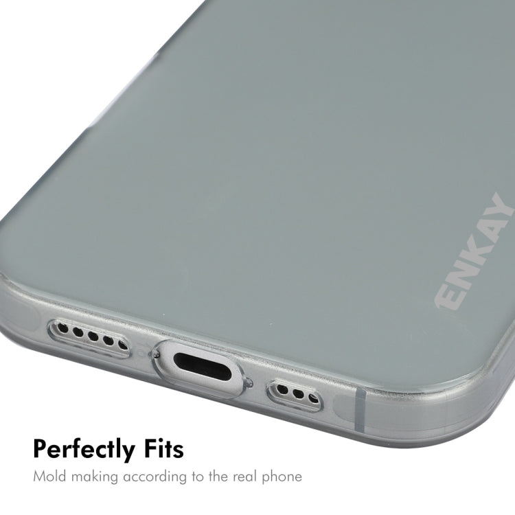 For iPhone 16 ENKAY Hat-Prince Translucent Matte TPU Phone Case + 9H Big Arc Edge Film(Grey)