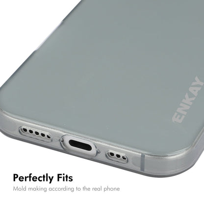 For iPhone 16 ENKAY Hat-Prince Translucent Matte TPU Phone Case + 9H Big Arc Edge Film(Grey)