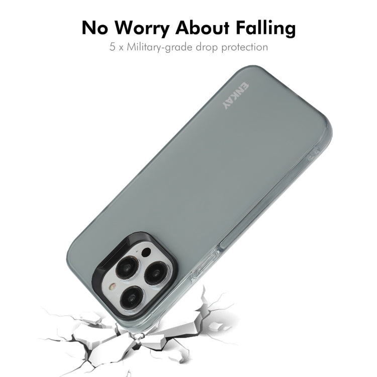Pour iPhone 15 Pro, coque de téléphone ENKAY Hat-Prince translucide mate en TPU + film de protection 9H à bords incurvés (gris)