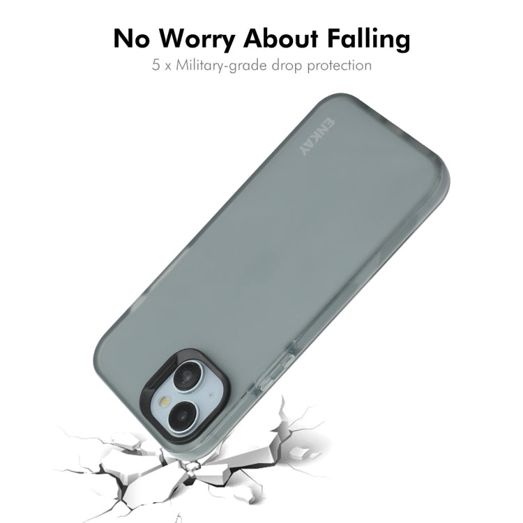 For iPhone 14 ENKAY Hat-Prince Translucent Matte TPU Phone Case + 9H Big Arc Edge Film(Grey)