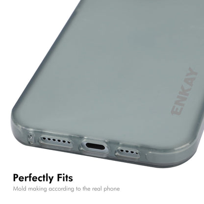 For iPhone 14 ENKAY Hat-Prince Translucent Matte TPU Phone Case + 9H Big Arc Edge Film(Grey)