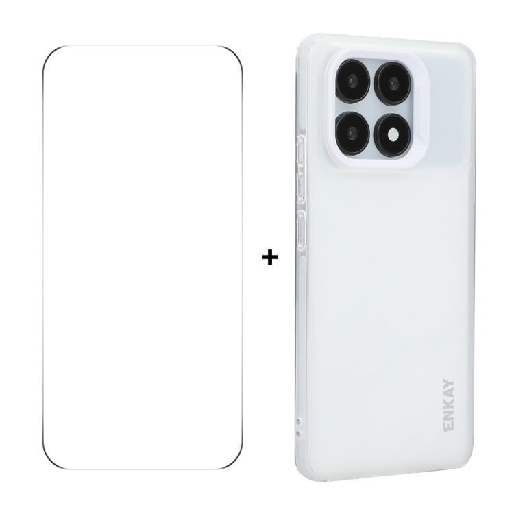 For Redmi K70E ENKAY Hat-Prince Translucent Matte TPU Soft Phone Case + 9H Big Arc Edge Film(White)
