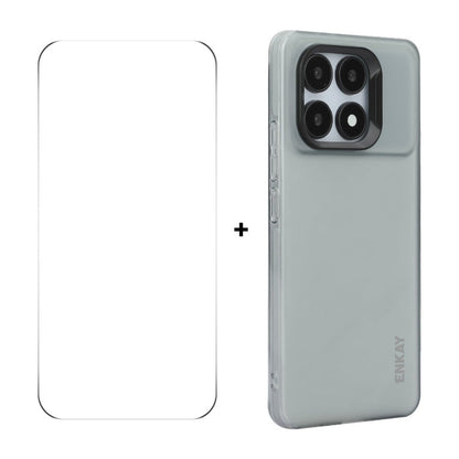 For Redmi K70E ENKAY Hat-Prince Translucent Matte TPU Soft Phone Case + 9H Big Arc Edge Film(Grey)