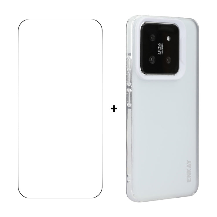 Pour Xiaomi 14 Coque de téléphone souple en TPU mat translucide ENKAY Hat-Prince + Film 9H Grande Courbe (Blanc)