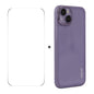 For iPhone 14 ENKAY Hat-Prince Translucent Matte TPU Phone Case with Lens Film + 9H Big Arc Edge Film(Purple)