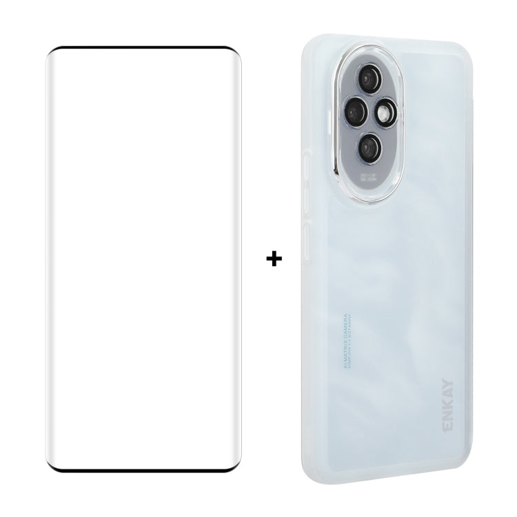 Coque de téléphone ENKAY Hat-Prince translucide mate en TPU avec film d'objectif + film de protection 3D (blanc) pour Honor 200