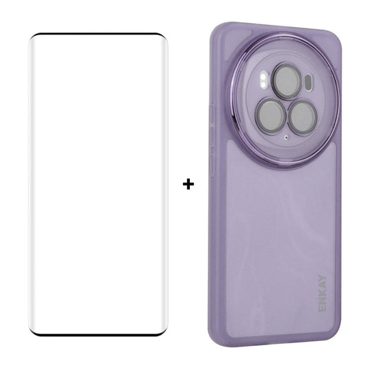 Pour Honor Magic6 ENKAY Hat-Prince Étui de Téléphone en TPU Mat Translucide avec Film de Lentille + Film de Pliage à Chaud 3D (Violet)