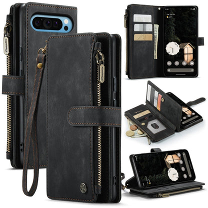 For Google Pixel 9 Pro XL / 10 Pro XL CaseMe C30 Card Slots Zipper Wallet Leather Phone Case(Black)