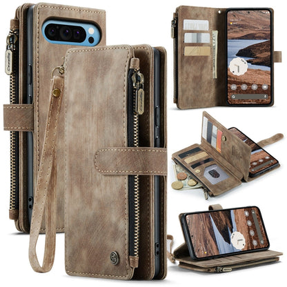 For Google Pixel 9 Pro XL / 10 Pro XL CaseMe C30 Card Slots Zipper Wallet Leather Phone Case(Brown)