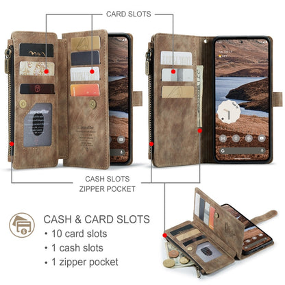 For Google Pixel 9 Pro XL / 10 Pro XL CaseMe C30 Card Slots Zipper Wallet Leather Phone Case(Brown)