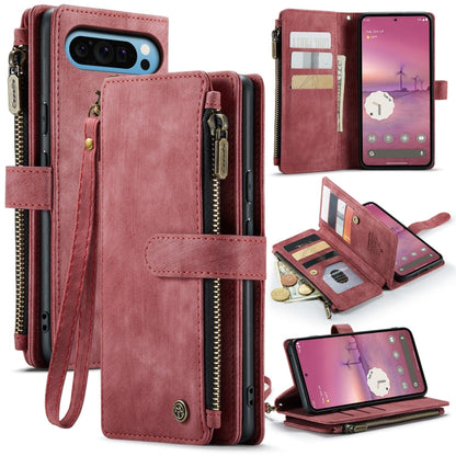 For Google Pixel 9 Pro XL / 10 Pro XL CaseMe C30 Card Slots Zipper Wallet Leather Phone Case(Wine Red)