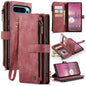 For Google Pixel 9 Pro XL / 10 Pro XL CaseMe C30 Card Slots Zipper Wallet Leather Phone Case(Wine Red)
