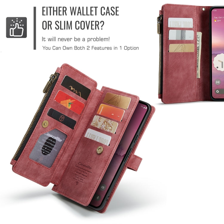 For Google Pixel 9 Pro XL / 10 Pro XL CaseMe C30 Card Slots Zipper Wallet Leather Phone Case(Wine Red)