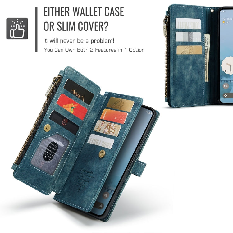 For Google Pixel 9 Pro XL / 10 Pro XL CaseMe C30 Card Slots Zipper Wallet Leather Phone Case(Blue)