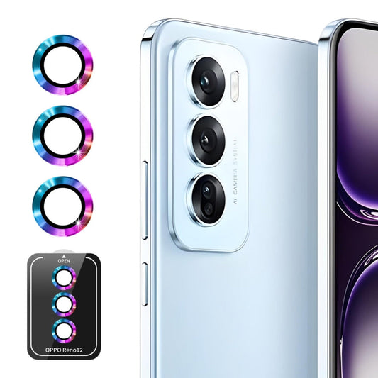 For OPPO Reno12 Global ENKAY Hat-Prince 9H Rear Camera Lens Aluminium Alloy Tempered Glass Film(Colorful)
