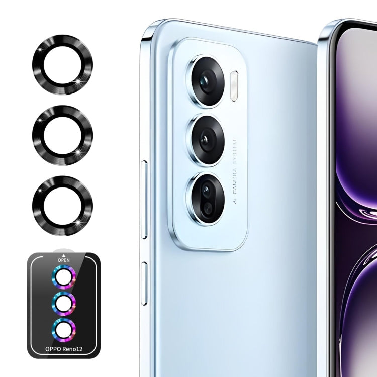 For OPPO Reno12 Pro Global ENKAY Hat-Prince 9H Rear Camera Lens Aluminium Alloy Tempered Glass Film(Black)