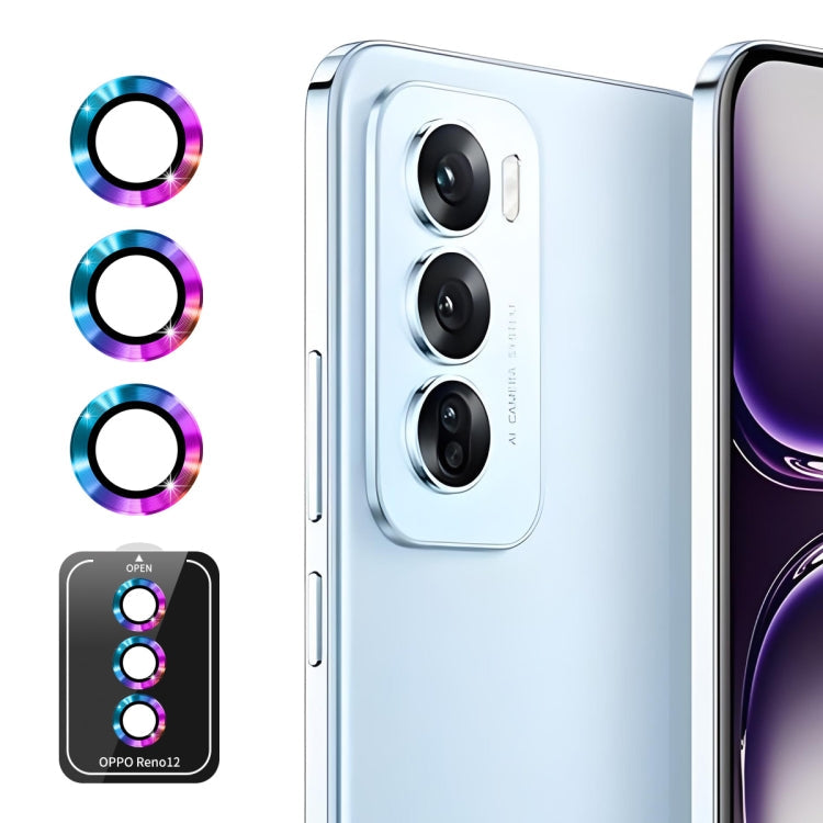 For OPPO Reno12 Pro Global ENKAY Hat-Prince 9H Rear Camera Lens Aluminium Alloy Tempered Glass Film(Colorful)