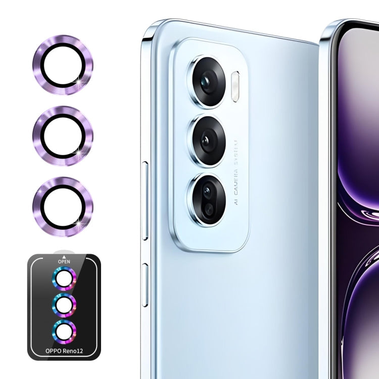 For OPPO Reno12 Pro Global ENKAY Hat-Prince 9H Rear Camera Lens Aluminium Alloy Tempered Glass Film(Light Purple)