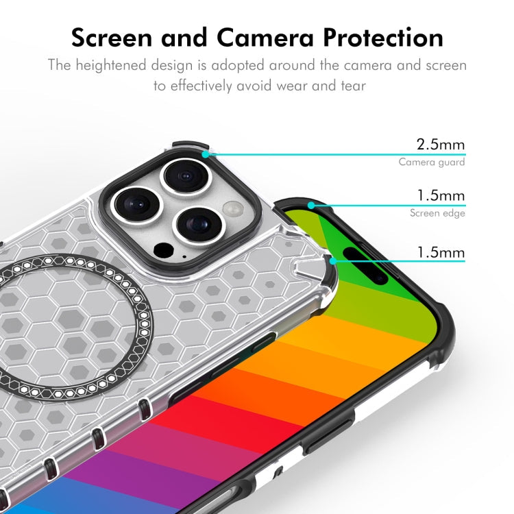 For iPhone 16 Pro Max ENKAY Hat-Prince Honeycomb MagSafe Shockproof Phone Case with Large Arc Edge Film(Red)