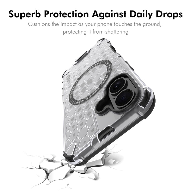 For iPhone 16 Plus ENKAY Hat-Prince Honeycomb MagSafe Shockproof Phone Case with Large Arc Edge Film(Red)
