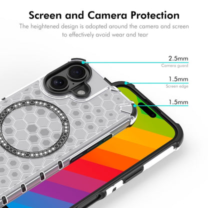 For iPhone 16 ENKAY Hat-Prince Honeycomb MagSafe Shockproof Phone Case with Large Arc Edge Film(Red)