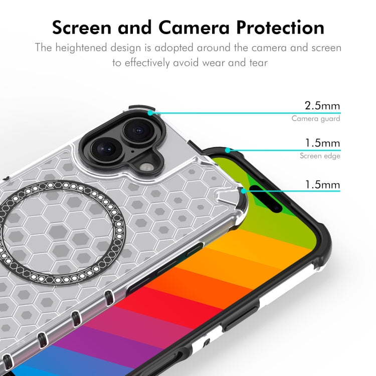 For iPhone 16 ENKAY Hat-Prince Honeycomb MagSafe Shockproof Phone Case with Large Arc Edge Film(Green)