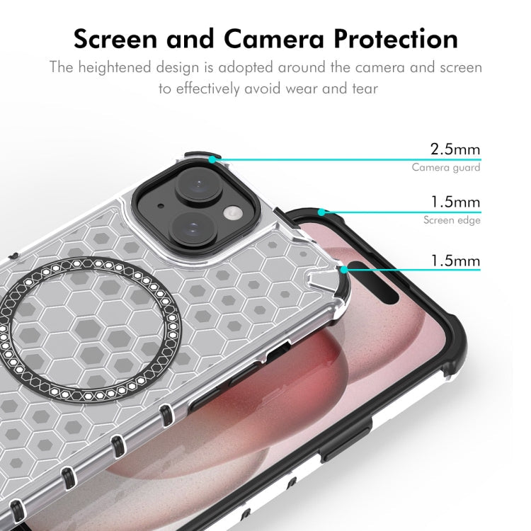Pour iPhone 15 Coque de Téléphone Antichoc ENKAY Hat-Prince Honeycomb MagSafe avec Film de Protection Grande Courbure (Gris)