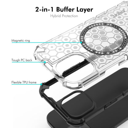 For iPhone 14 Plus ENKAY Hat-Prince Honeycomb MagSafe Shockproof Phone Case with Large Arc Edge Film(Green)